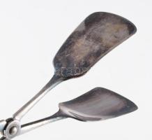 2 darab ezüstözött tésztafogó csipesz, h: 20 cm alatt