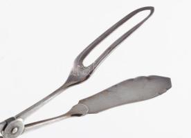 2 darab ezüstözött tésztafogó csipesz, h: 20 cm alatt