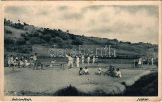 1931 Balatonfűzfő, Játéktér, teniszező és pingpongozó (asztaliteniszező) társaságok. Balatonfűzfői Fürdőtelep Egyesület kiadása + "FŰZFŐ POSTAI ÜGYN." (EB)
