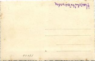 Hajdúböszörmény, Ifj. Fábián István fűszerüzlete, előtte megrakott szekér, férfi álarcban. photo