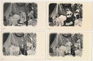 6 db RÉGI erotikus hölgyek képeslap (sorozat) / 6 pre-1945 erotic women postcards (series)