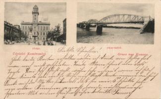 1899 Komárom with the iron bridge