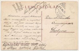 1914 Nagysomkút, Somcuta Mare; Teleky tér, templom, üzletek. Özv. Papp Vidorné kiadása / square, chu...