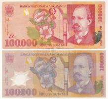 Románia 1998-2001. 100.000L (2xklf) T:F Romania 1998-2001. 100.000 Lei (2xdiff) C:F