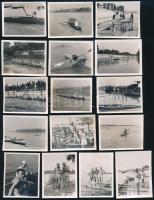 cca 1938 Vízi élet Rómaifürdőn és Budapesten, 16 db, 4,5×6 cm