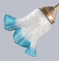 Bronz éjjeli lámpa, színes búrával, m: 37 cm