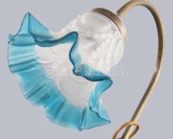 Bronz éjjeli lámpa, színes búrával, m: 37 cm