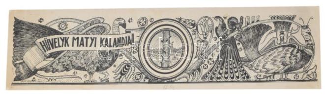 Lajos Ferenc (1912-1998): Hüvelyk Matyi 8 db grafika. Tus, papír, jelezve. 16x17 cm, 38x9 cm méretek...