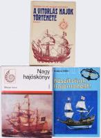 3 db hajózással kapcsolatos könyv: Marjai Imre: Nagy hajóskönyv. Bp., 1981, Móra. Kiadói egészvászon-kötés, kiadói papír védőborítóban. + Stefan Gulas - Dusan Lescinsky: A vitorlás hajók története. Ford.: Poór József. Bp., 1984, Móra. Kiadói kartonált papírkötés, kissé viseltes borítóval. + Marjai Imre: Készítsünk hajómodellt! Hobbi sorozat. Bp., 1987, Móra. Kiadói papírkötés, kopottas borítóval.