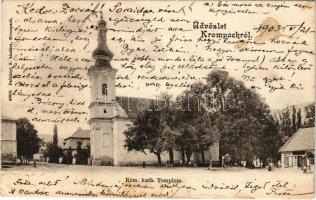 1903 Korompa, Krompach, Krompachy (Szepes); Római katolikus templom. Balkányi S. kiadása / Catholic church (fl)