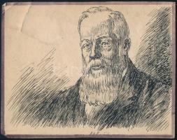 Haranghy Jenő (1894-1951): Jókai Mór Tus, papír, j.n.. 13x17 cm sérült