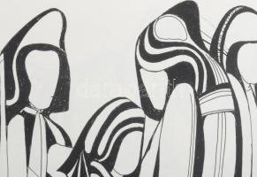 Lajos Ferenc (1912-1998): Pletykálók Tus, papír, jelezve. 38x27 cm paszpartuban