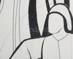 Lajos Ferenc (1912-1998): Pletykálók Tus, papír, jelezve. 38x27 cm paszpartuban