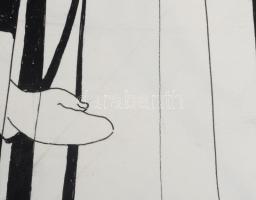 Lajos Ferenc (1912-1998): Pletykálók Tus, papír, jelezve. 38x27 cm paszpartuban