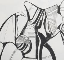 Lajos Ferenc (1912-1998): Búcsú a székelyeknél. Tus, papír, jelezve. 38x27 cm paszpartuban