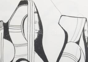 Lajos Ferenc (1912-1998): Búcsú a székelyeknél. Tus, papír, jelezve. 38x27 cm paszpartuban