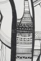 Lajos Ferenc (1912-1998): Búcsú a székelyeknél. Tus, papír, jelezve. 38x27 cm paszpartuban