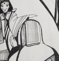 Lajos Ferenc (1912-1998): Búcsú a székelyeknél. Tus, papír, jelezve. 38x27 cm paszpartuban