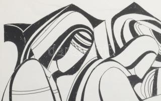 Lajos Ferenc (1912-1998): Könyörgők. Tus, papír, jelezve. 38x27 cm paszpartuban