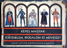 Képes magyar történelem, irodalom és művészet. A Szent István Cikóriagyár hazafias matricagyűjtő füzete. [Budapest, 1937 körül]. Szent István Cikóriagyár (Hungária Nyomda Rt.) [22] p. Haránt alakú kötet. Hazafias matricagyűjtő albumunk a két világháború közti hazai kávéipari rivalizálás emléke. A kávégyártás vezető cége, a külföldi tulajdonban levő Franck Henrik és Fiai Rt. az 1930-as években többször perelte hazai versenytársait. A külföldi tulajdonban levő és a magyar gazdákkal olykor kíméletlenül fellépő Franck cég elleni nemzeti érzelmeket felhasználva a Szent István Cikóriagyár 1935 körül hazafias témájú, színes matricákat kezdett csomagolni pótkávé-dobozaihoz, melyhez később gyűjtőalbumokat is kiadott. A Franck kifogásolta a Szent István Cikóriagyár marketingstratégiáját, az ügyben 1938-ban indított pert indított, melyet meg is nyert, ennek nyomán a Szent István Cikóriagyárnak fel kellett hagynia hazafias termékkiegészítőivel, matrica- és albumkiadási gyakorlatával. Gyűjtőalbumunk 22 oldalán a magyar történelem, irodalom, művészet nagy alakjainak rövid ismertetőit olvashatni, az ismertetők fölött kijelölt helyre a gyűjtő beragaszthatta pótkávédobozában lelt színes matricáját. A történelmi személyiségeken kívül írók, költők, tudósok és művészek, a magyar katonai, polgári és népviseletek rövid méltatása is megtalálható gyűjtőalbumunkban, valamint a határon kívül rekedt váraink ismertetőit is meglelhetjük. Gyűjtőalbumunk összesen 112 színes, felragasztott matricát tartalmaz. Példányunk fűzése meglazult, egyes levelei kijárnak. Néhány levélen apró, halvány foltosság. (Szent István füzetek. 1.) Nemzeti színű zsinórral fűzött, színes, illusztrált, kissé sérült, enyhén foltos kiadói borítóban.