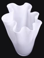 Murano tejüveg fazoletto váza, hibátlan, m: 25,5 cm
