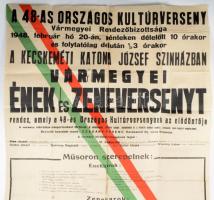 1948 1848-as Országos Kultúrverseny rendezvényének plakátja. 56x56 cm Levágott.