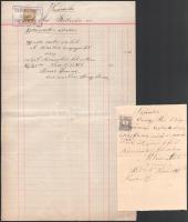 1898-1901 2 db számla, okmánybélyeggel