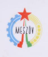 Hollóházi virágmintás váza, jelzés nélkül, alján MESZÖV felirattal, hibátlan, m: 21 cm