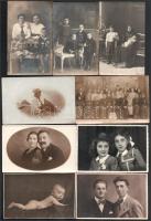 Fotólapok, műtermi felvételek, csoportok stb. vegyes műtermekből, 27 db, 9×13 cm