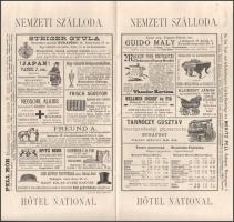 1885 Nemzeti Szálloda nagy méretű, reklámos számla