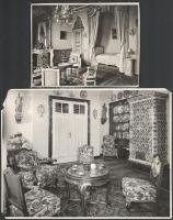cca 1920-1930 Előkelő lakások belső tere, bútorai, 4 db fotó Csörgő, Járai, Seidner fotósoktól, sérü...