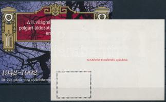 1992 Vöröskereszt I -II. emlékívpár "MABÉOSZ ELNÖKSÉG ajándéka" hátoldali felirattal