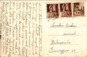 1943 Ditró, Gyergyóditró, Gyó-Ditró, Ditrau; Országzászló és hősök emlékműve 1914-1918 / Hungarian f...