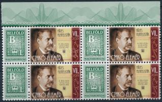 2023 Híres filatelisták - Czakó Elemér megszemélyesített ívszéli négyestömb