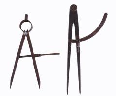 2 darab régi körző, h: 24 cm