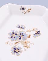 Zsolnay búzavirág mintás kínáló. Jelzett, hibátlan, d: 21 cm