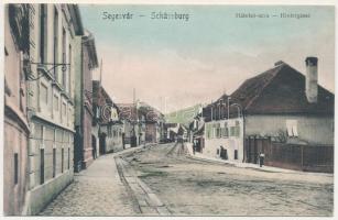 1917 Segesvár, Schässburg, Sighisoara; Hátulsó utca (Hátolsó). Nagy kiadása / Hintergasse / street view (EK)