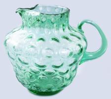 Zölden színezett iparművész hólyagos kancsó, hibátlan, m: 19 cm