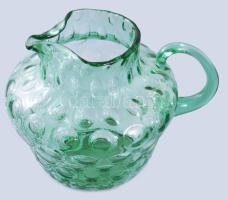 Zölden színezett iparművész hólyagos kancsó, hibátlan, m: 19 cm