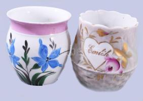 2 darab régi porcelán emlékbögre, egyik sérült, m: 9,5 cm