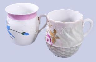 2 darab régi porcelán emlékbögre, egyik sérült, m: 9,5 cm