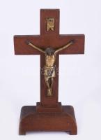 cca 1930/40 Art deco asztali feszület, m: 29,5 cm