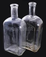 cca 1920 2 darab 2 literes kocsmaüveg, egyik szájánál lepattanással, m: 33 cm
