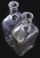 cca 1920 2 darab 2 literes kocsmaüveg, egyik szájánál lepattanással, m: 33 cm