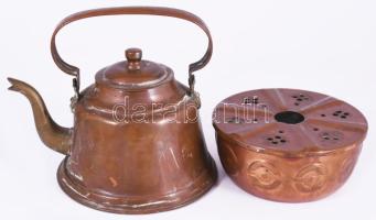 Vörösréz teakiöntő, melegítővel, m: 24 cm