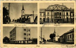 1940 Csap, Cop, Chop; római katolikus és református templom, iskola, pályaudvar, vasútállomás / churches, school, railway station (EK)
