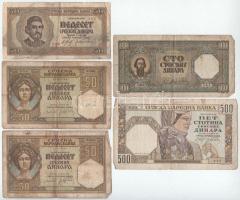 Szerbia 1941-1943. Német megszállás 50D-500D (4xklf) T:VG Serbia 1941-1943. German occupation 50 Dinara - 500 Dinara (4xdiff) C:VG