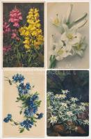 11 db RÉGI (1945 előtti) virágos üdvözlőlap / 11 pre-1945 flower greeting postcards