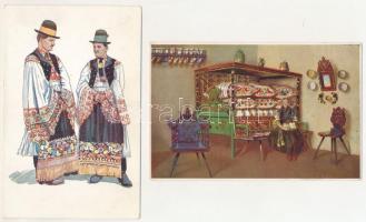 2 db RÉGI népművészet képeslap / 2 pre-1945 Hungarian folklore postcards s: Csikós Tóth András