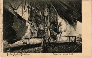 Barlangliget, Höhlenhain, Tatranská Kotlina (Magas-Tátra, Vysoké Tatry); Nagyterem, cseppkőbarlang, belső. Britz Berta kiadása, Britz János, a barlang feltaláló eredeti felvétele után 1905. / Grosser Saal. Verlag Bertha Britz, nach Originalaufnahmen von Johann Britz, Entdecker der Tropfsteinhöhle / stalactite cave, interior (EK)